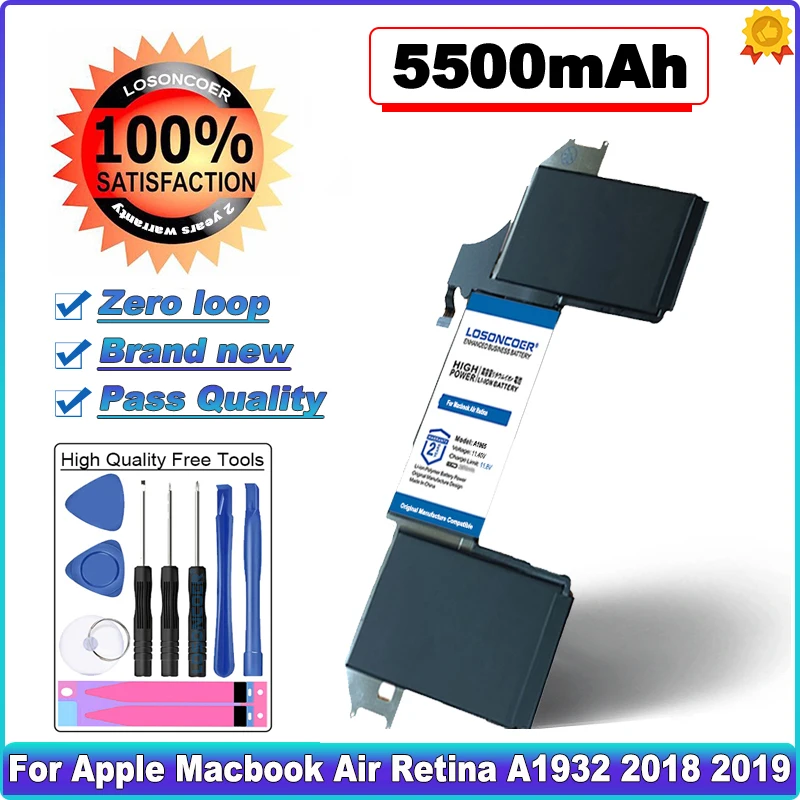 LOSONCOER, лидирующий бренд, 100% Новый аккумулятор для ноутбука 5500 мАч A1965 для APPLE Macbook Air A1932 A2179 2018 2019 года 0